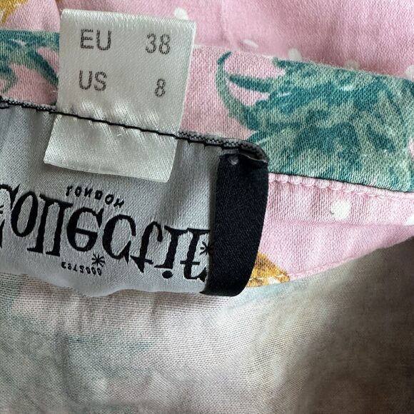 collectif london pineapple button up short sleeve waist tie crop shirt Size 8 - Picture 5 of 7